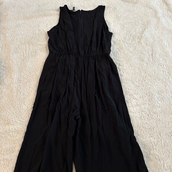 Eileen Fisher Solid Black Tencel Cropped Jumpsuit Small Pockets - Picture 2 of 7